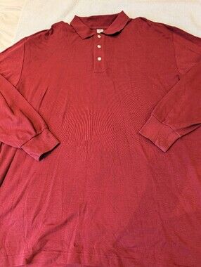 Peruvian Connection Mens XL Pima Cotton Long Sleeve Polo Shirt Burgundy Maroon